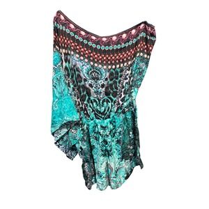Charlie Paige Romper Jumper‎ One Shoulder Teal Floral Print L/G Large